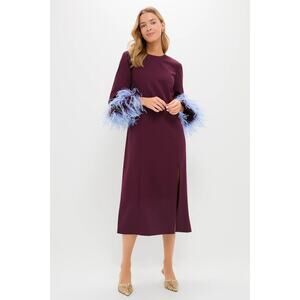 Tuckernuck Purple Midi Dress with Blue Feather Cuffs